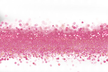 Pink glitter powder dust particles frame. Magic shining pink dust border isolated on black background. Shiny dust bokeh particles. Luxury celebration festive Decoration design element