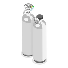 3D Isometric Flat  Illustration of Gas Cylindrical Containers. Item 7