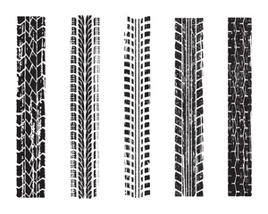 Set of different grunge style tire tracks