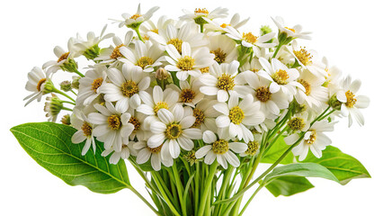 Fototapeta premium Beautiful Bouquet of White and Yellow Flowers on a Clear White Background