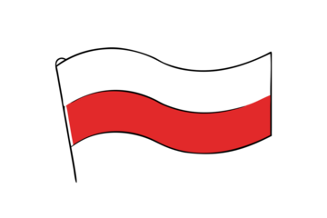 A simple red ribbon banner with a wavy shape on a black background