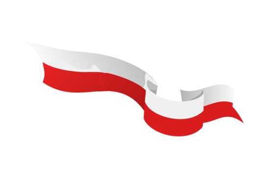 Waving polish flag with red and white stripes on a black background