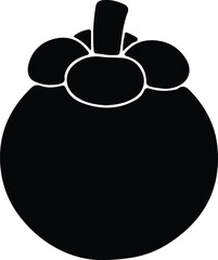 Illustrator Mangosteen tropical fruit simple minimalist style Silhouette vector