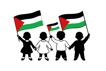 Three palestinian flags waving against a black background with a subtle effect