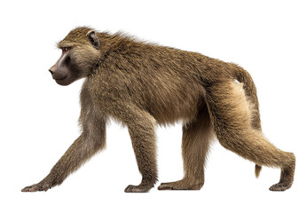 Olive baboon isolated on transparent background 
