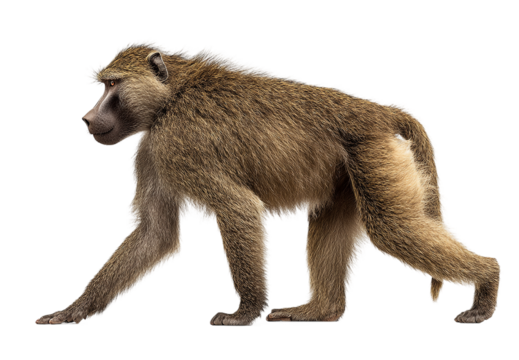 Olive baboon isolated on transparent background 