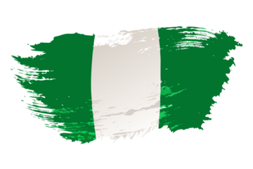 Abstract nigerian flag painted with rough brush strokes on a black background