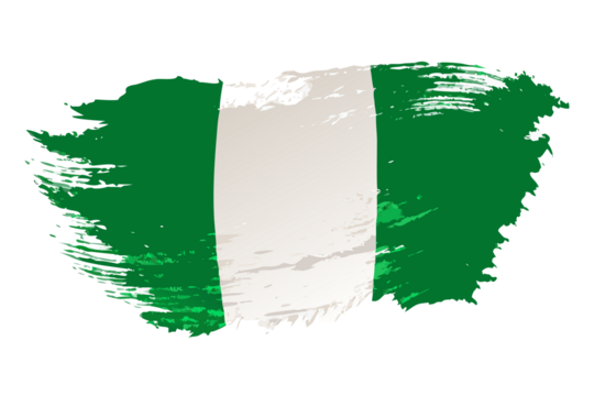 Abstract nigerian flag painted with rough brush strokes on a black background - Powered by Adobe