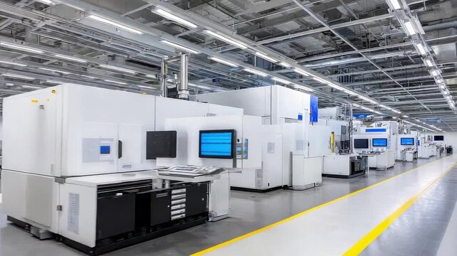 Industrial 3d printers operating in modern factory
