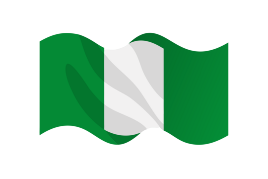 Waving nigerian flag with green and white stripes on black background - Powered by Adobe