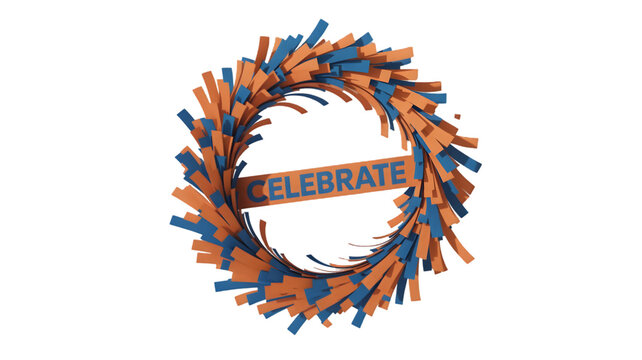 Orange uue festive circular explosion with celebrate text  png image downlod