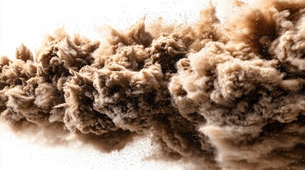 Exploding Dry Sand on White Background