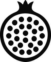 Illustrator Pomegranate fruit simple line drawing icon Silhouette vector