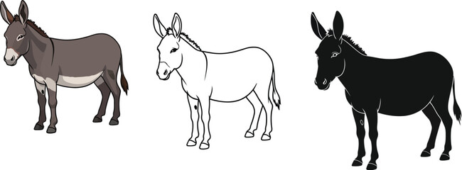 Cartoon donkey illustration vector drawing clip art image