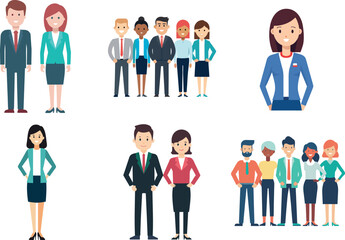 Fototapeta premium Diverse Professional Team Illustration with Flat Design, Office Staff, and Corporate Workforce