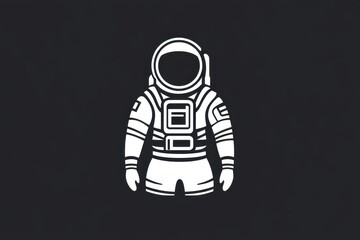 Stylized white astronaut suit illustration against a textured dark gray background