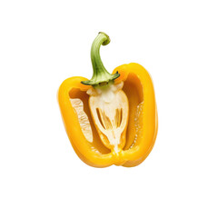 Fresh and Vibrant Yellow Bell Pepper Cut Open with Seeds Visible