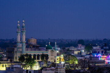 Mandawa skyline and Jama mosque in Jhunjhunu district Shekhawati region Rajasthan India