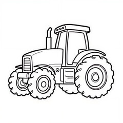 Outline of a tractor, easy and bold coloring page for kids and adults