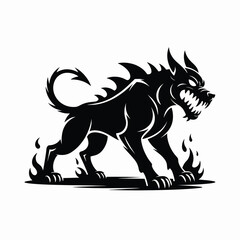 Obraz premium A single vector silhouette of a Demon Hound, designed with a terrifying and supernatural Halloween theme