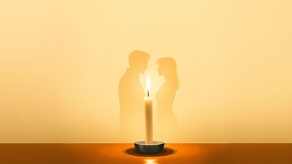 Candlelight romance: silhouettes of a couple illuminated by a single flame