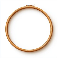 A wooden embroidery hoop on a white background showcases its craftsmanship and simplicity