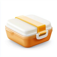A compact lunchbox in orange and white offers a stylish solution for meal prep on the go