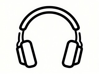 Fototapeta premium Simple outline icon of modern over ear headphones for music listening and audio entertainment