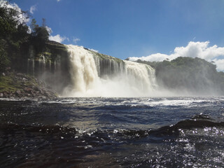 Fototapeta premium Spectacular view of a waterfall inside Canaima National Park in Venezuela