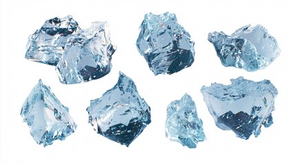 Obraz premium Crushed Ice Pieces Collection for Cold Beverages or Cocktails