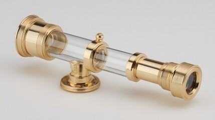 Polished brass telescope style accessory with clear tube.