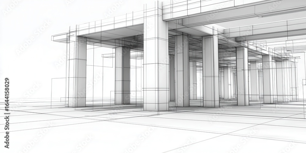 Poster engineer structural analysis concept. architectural sketch showcasing a complex structural framework