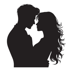 Couple standing together silhouette