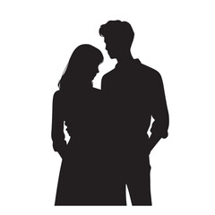 Couple standing together silhouette design