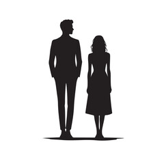 Romantic couple standing together silhouette