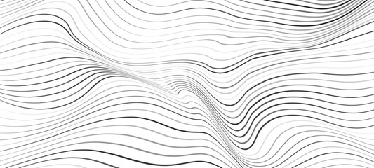 Abstract topographic map vector graphic design. Gray curve lines surface topographic map imitation. Technological scientific design.