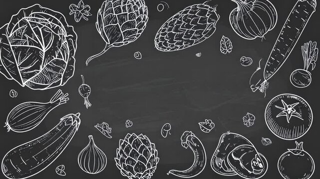 Vegetables herbs drawing illustration background