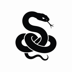 Obraz premium A single vector silhouette of a Snake Coiled, designed in a dark, elegant, or eerie style 