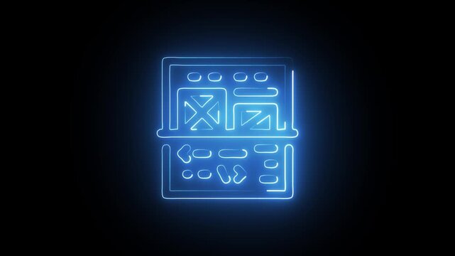Glowing Neon Web Developer Icon Isolated on Black Background. HD Video Motion Graphic Animation