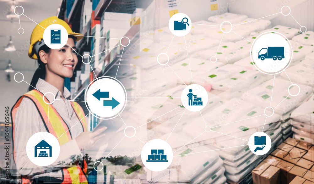 Poster smart warehouse management system with innovative internet of things technology to identify package 