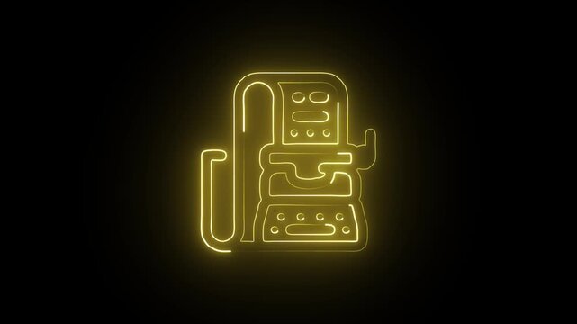 Glowing Neon Typewriter Icon Isolated on Black Background. HD Video Motion Graphic Animation