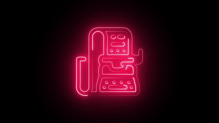 Glowing Neon Typewriter Icon Isolated on Black Background. HD Video Motion Graphic Animation