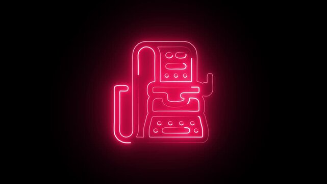 Glowing Neon Typewriter Icon Isolated on Black Background. HD Video Motion Graphic Animation