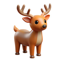 3D Render of a Cute Brown Reindeer isolated on transparent background