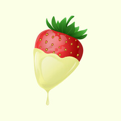 strawberries in white chocolate.vector illustration berries