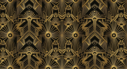 Glamorous art deco pattern design creates an elegant 1920s vibe for luxurious interiors or sophisticated graphic design projects
