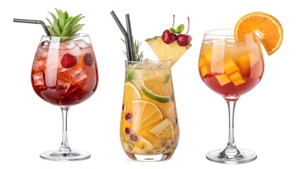 Cold drinks like cocktails, wine, and champagne are a popular refreshment, often served with fruit and ice