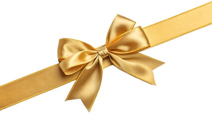 Fototapeta premium A shimmering golden ribbon bow adorns a festive gift, perfect for any holiday celebration