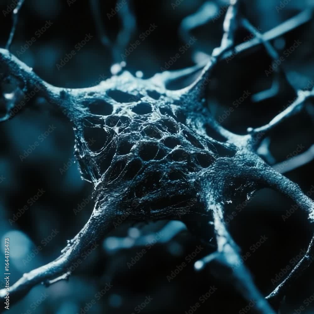 Poster a close-up shot of a intricate spider web on a tree branch