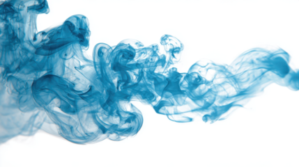 Blue smoke isolated on white white background